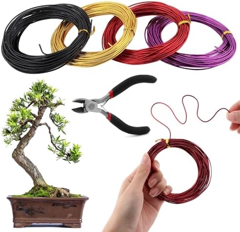 Nástroje na bonsaje |   4 Roly bonsai drátu, bonsai tréninkový drát s nůžkami na drát, anodizovaný hliníkový bonsai tréninkový drát, drát pro bonsai stromy, bonsai drát pro kutily do vnitřní zahrady. Nástroje na bonsaje Nástroje na bonsaje