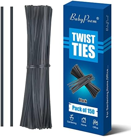 Zahradní provázek a twistovací pásky |   Twist Ties, 15 ks, 15,5 cm, uzavírače na chléb, černé, opakovaně použitelné, na tašky, na zahradničení, domov, kancelář Zahradní provázek a twistovací pásky Zahradní provázek a twistovací pásky